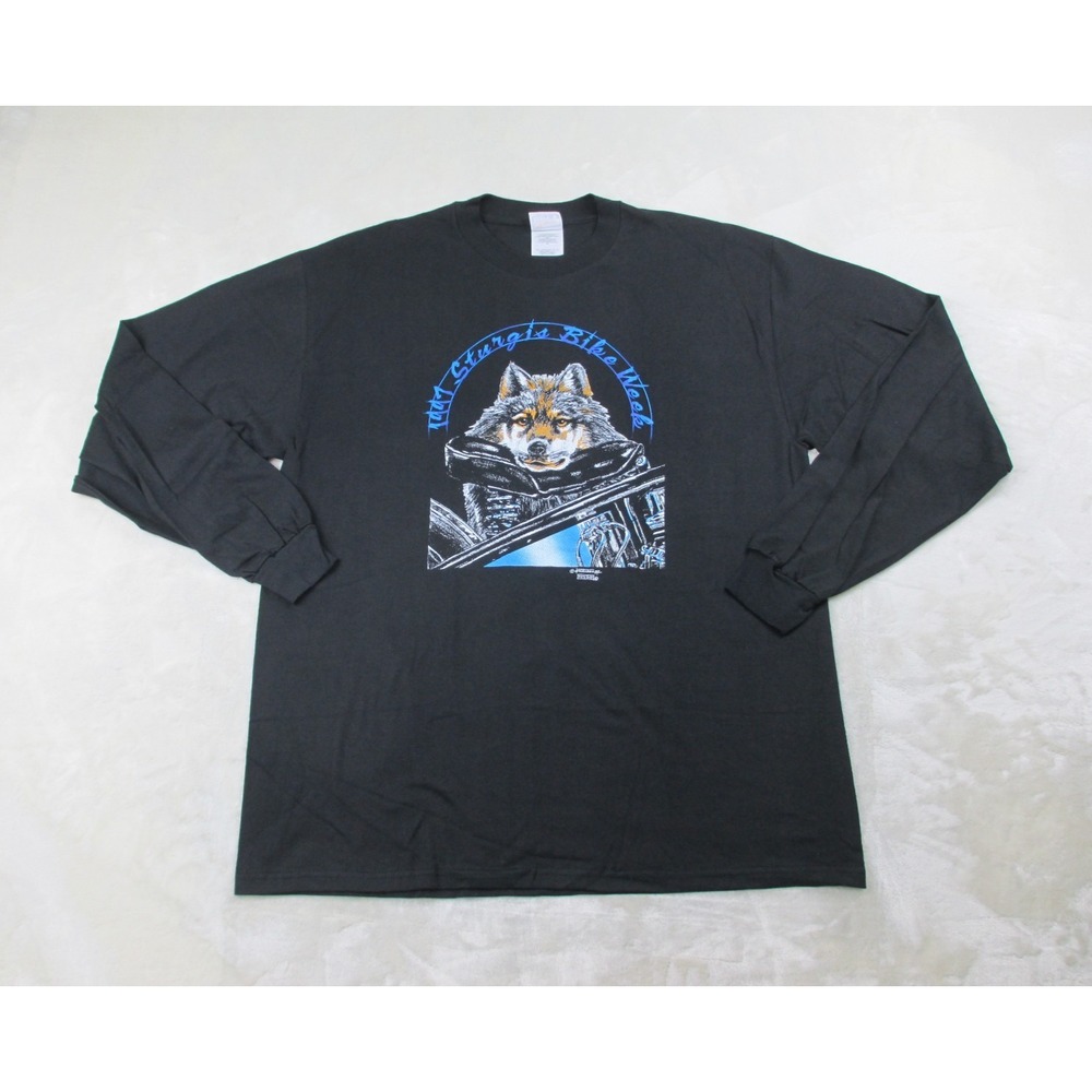 VINTAGE Sturgis Shirt Mens Extra Large Black Wolf Black Bike Week 1997*